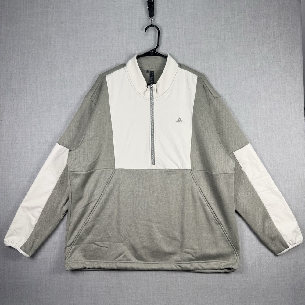 Adidas Pullover Mens Size XL Go-To DWR Brown Beige Half Zip Golf Sweatshirt